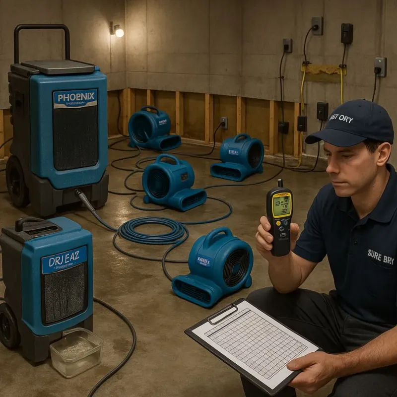 Structural Drying and Dehumidification process in Rock County, MN
